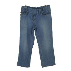 Cache Womens Cropped Jeans Capris sz 12 Contoured Waist Bootcut Light Wash